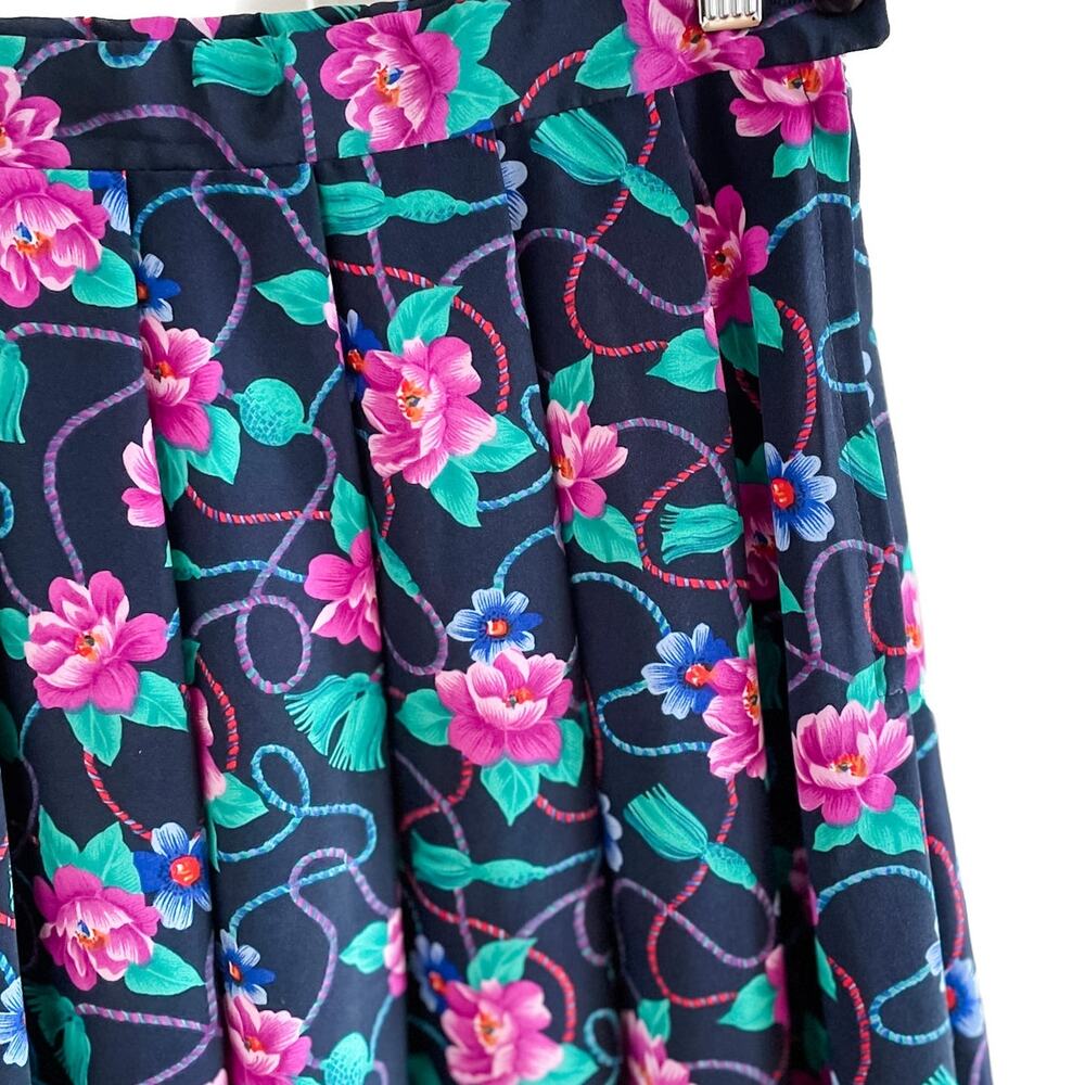 Vintage Pendleton Floral Rope Tassel Print Midi Skirt Country Cottage Size S - Picture 3 of 11